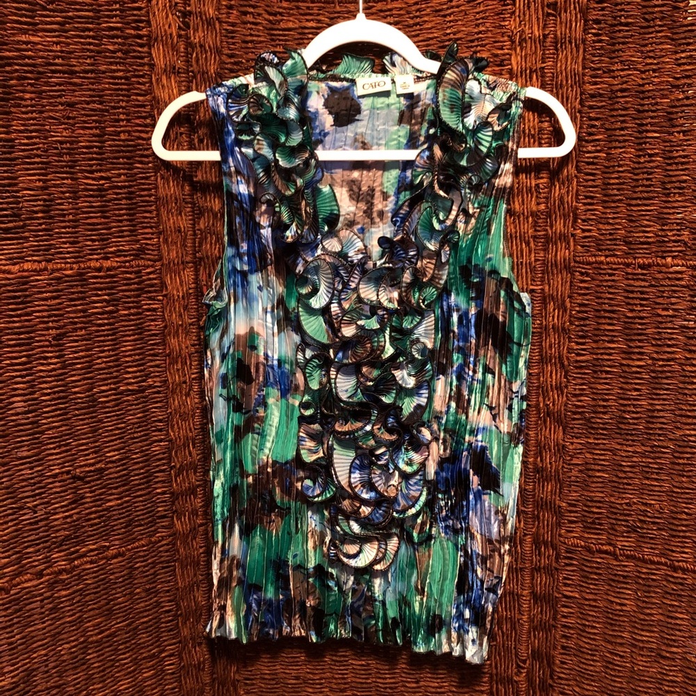 Cato V Neck Ruffle Sleeveless Blouse